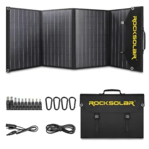 ROCKSOLAR 100W 12V FOLDABLE SOLAR PANEL – PORTABLE USB SOLAR BATTERY CHARGER